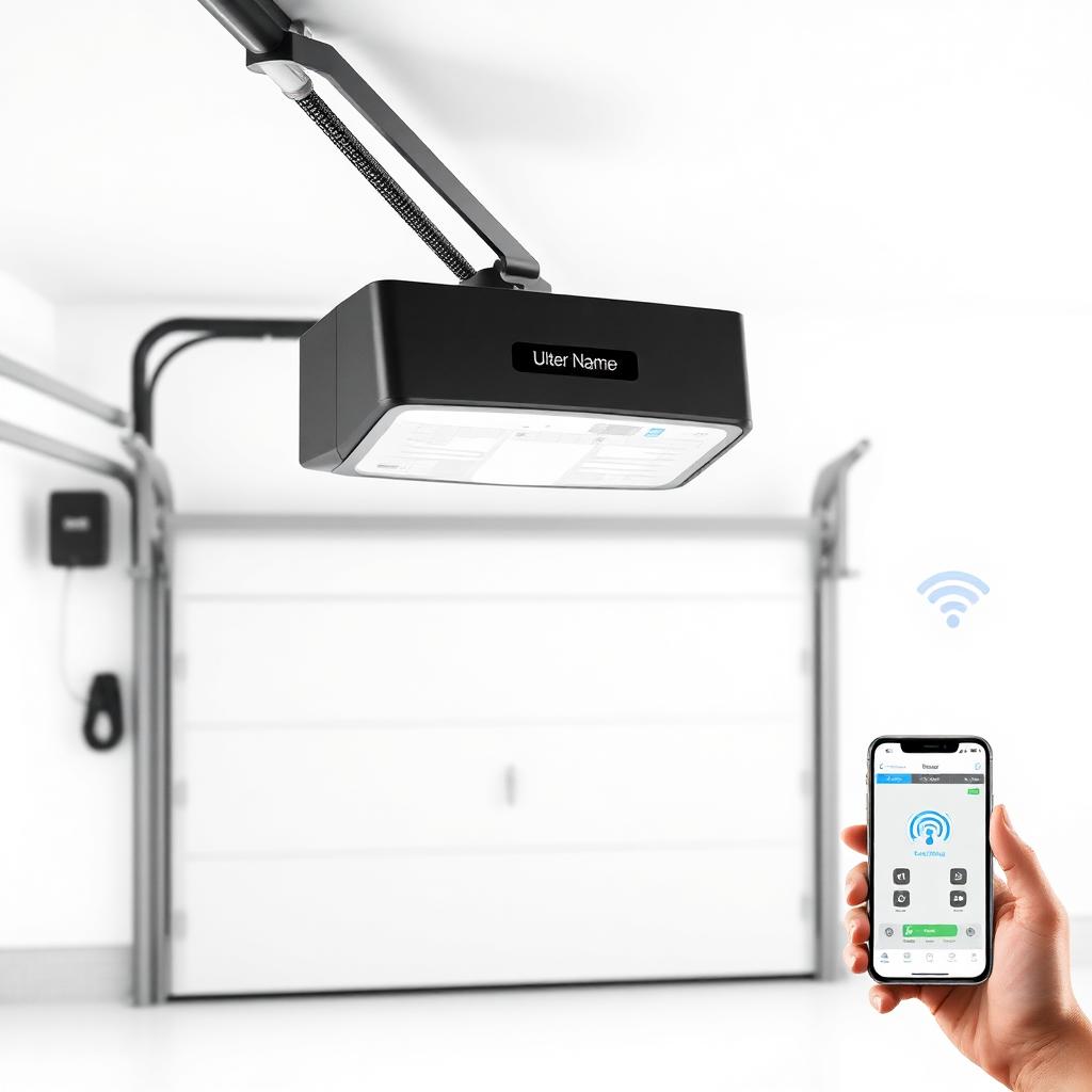 Smart garage door opener with wifi hub and smartphone control installation
